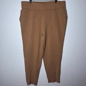Express Womens XL Brown Stretchy Knit Career Casual Pants Pockets Lounge Comfy